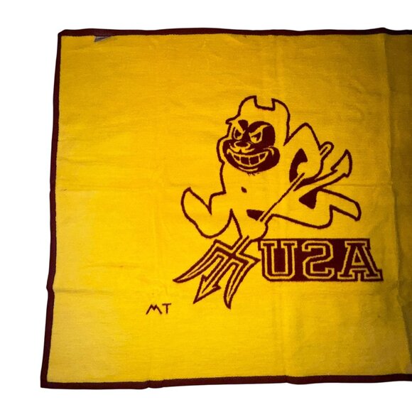 Biederlack Vtg Arizona State University Sun Devils Acrylic Throw Blanket 58x46 - Picture 5 of 8